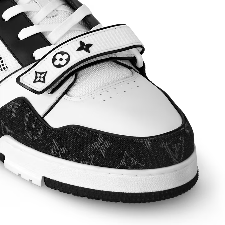 Louis Vuitton LV Trainer Velcro Strap Monogram Denim Black White