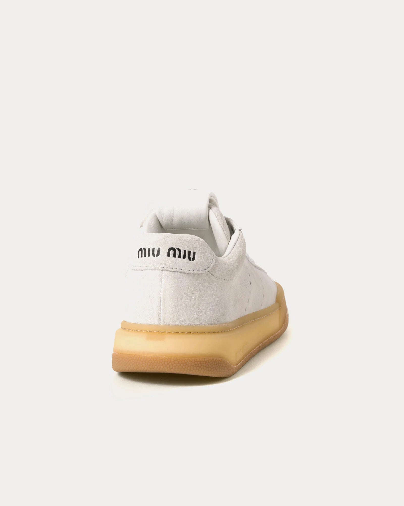 Miu Miu Bleached Suede White Low Top Sneakers