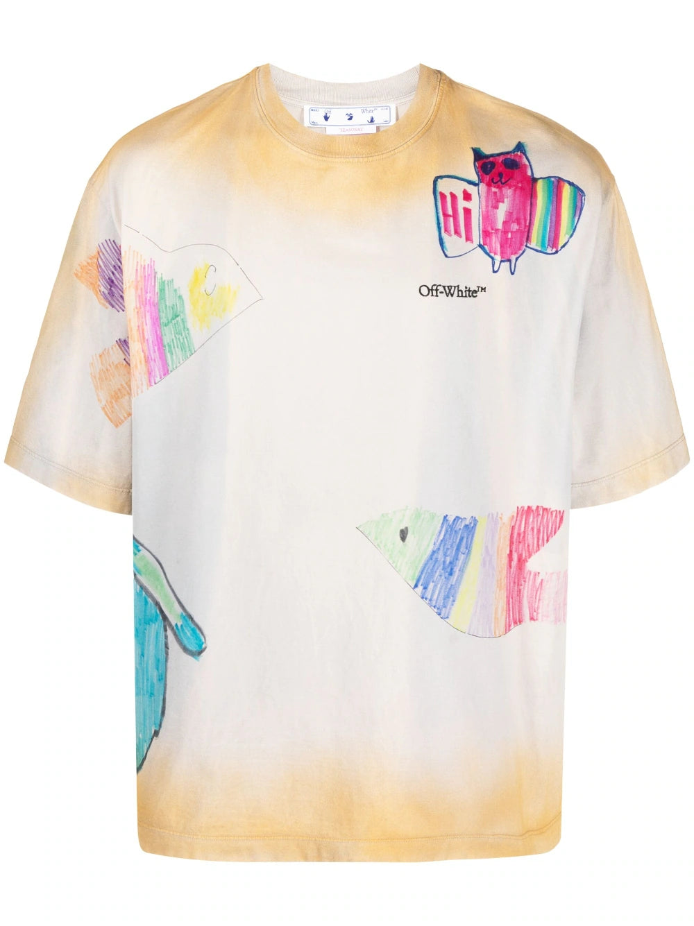 Playera Off-White Cartoon Over con motivo de dibujos