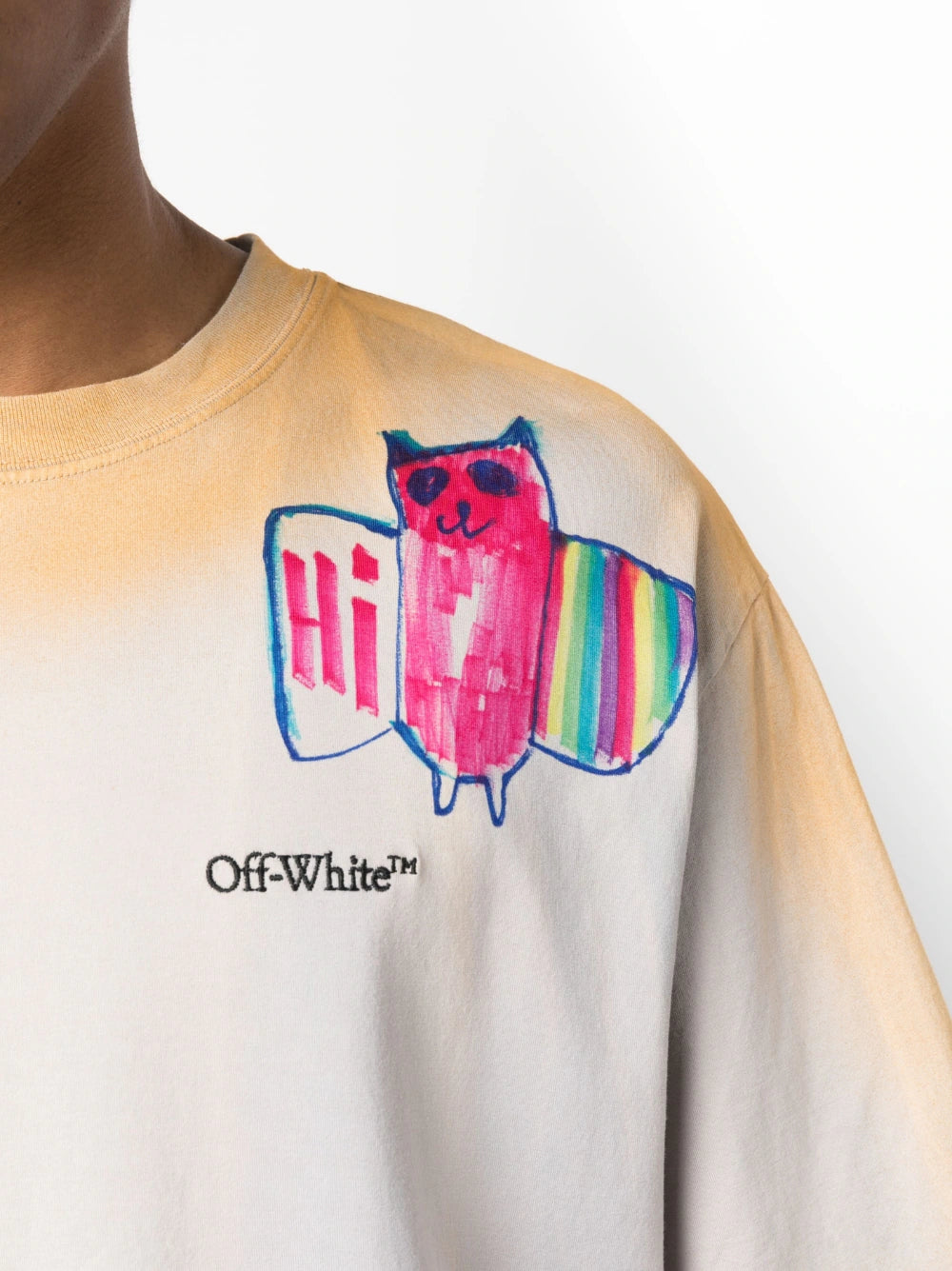 Playera Off-White Cartoon Over con motivo de dibujos