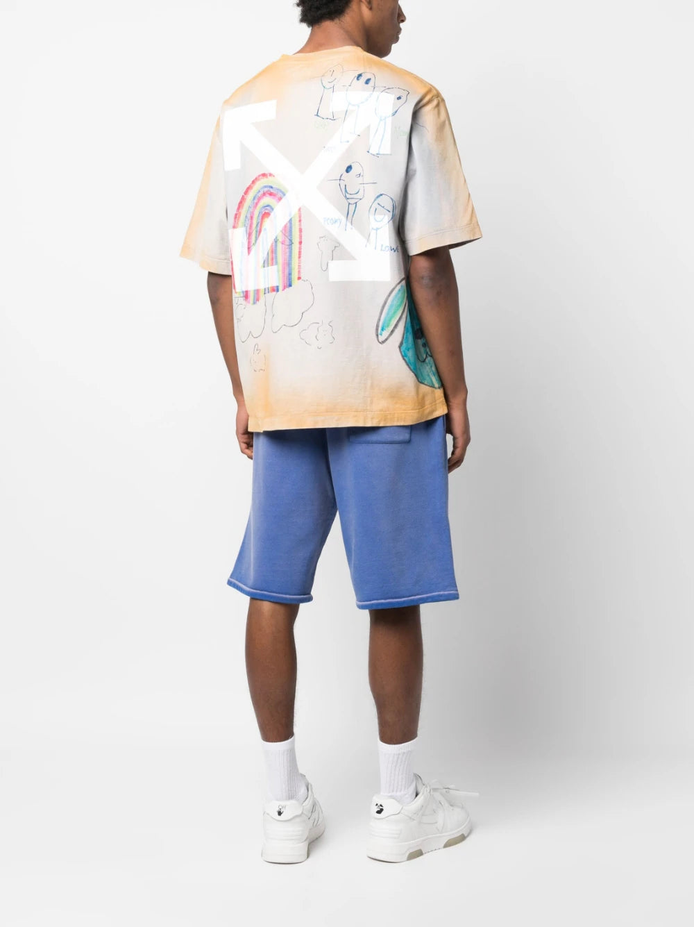 Playera Off-White Cartoon Over con motivo de dibujos