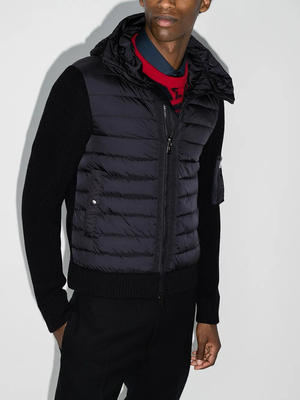 Moncler chamarra capitonada con detalle tejido