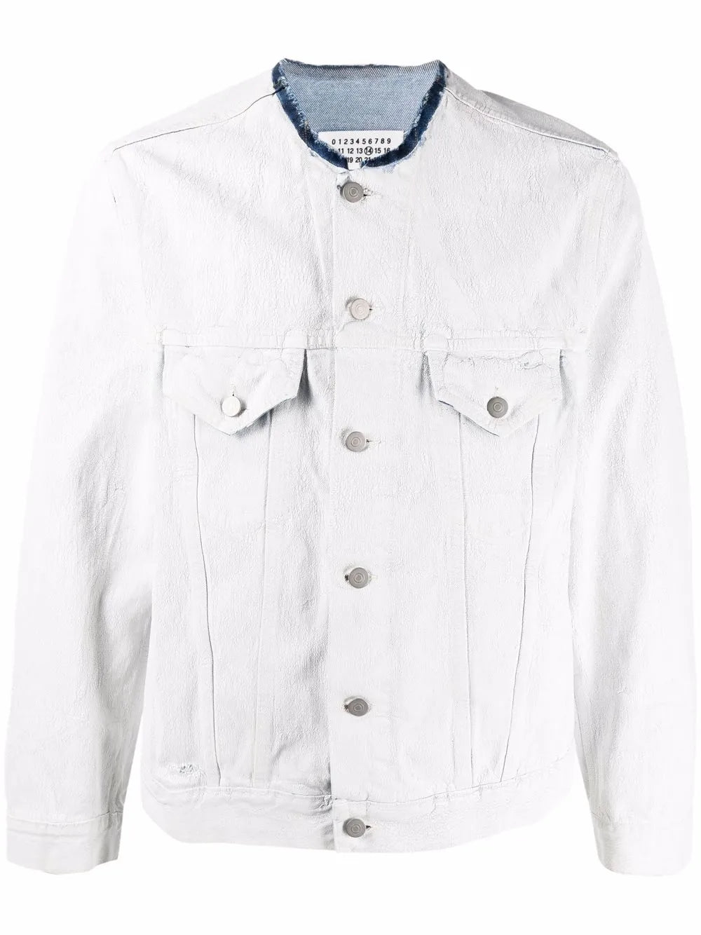 Maison Margiela chamarra de mezclilla con cuello sin rematar - Blanco - imagen 1