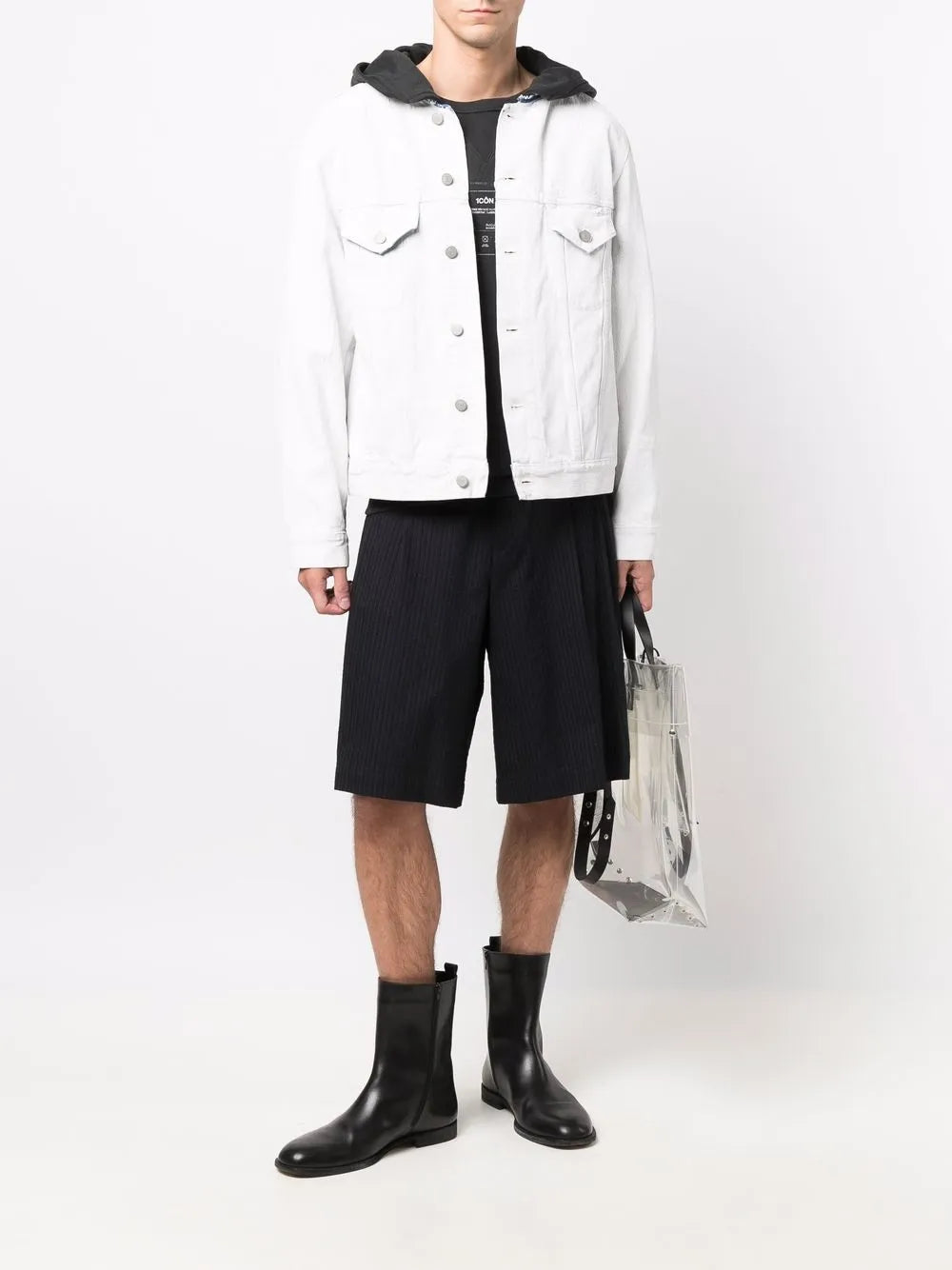 Maison Margiela chamarra de mezclilla con cuello sin rematar - Blanco - imagen 2