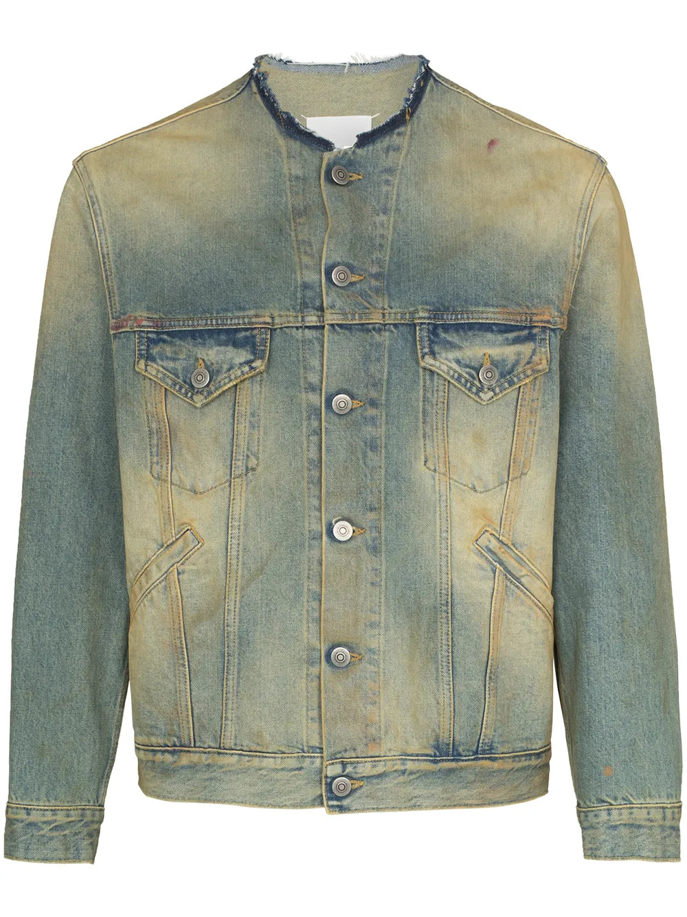 Maison Margiela chamarra de mezclilla con cuello sin rematar - Neutro - imagen 1