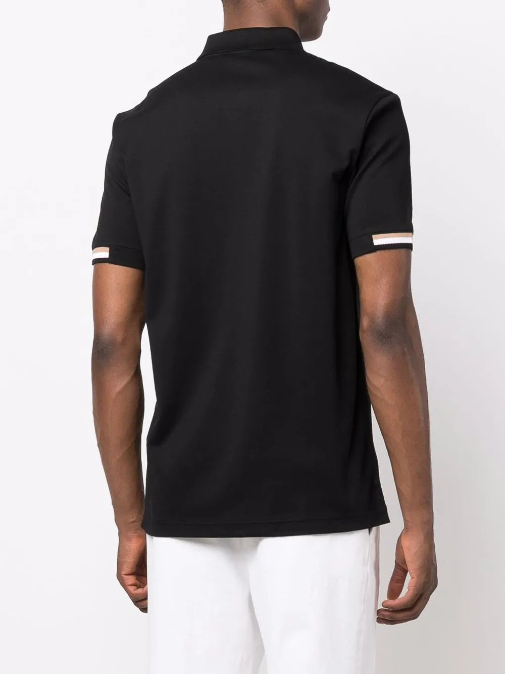 BOSS playera tipo polo con ribete de rayas