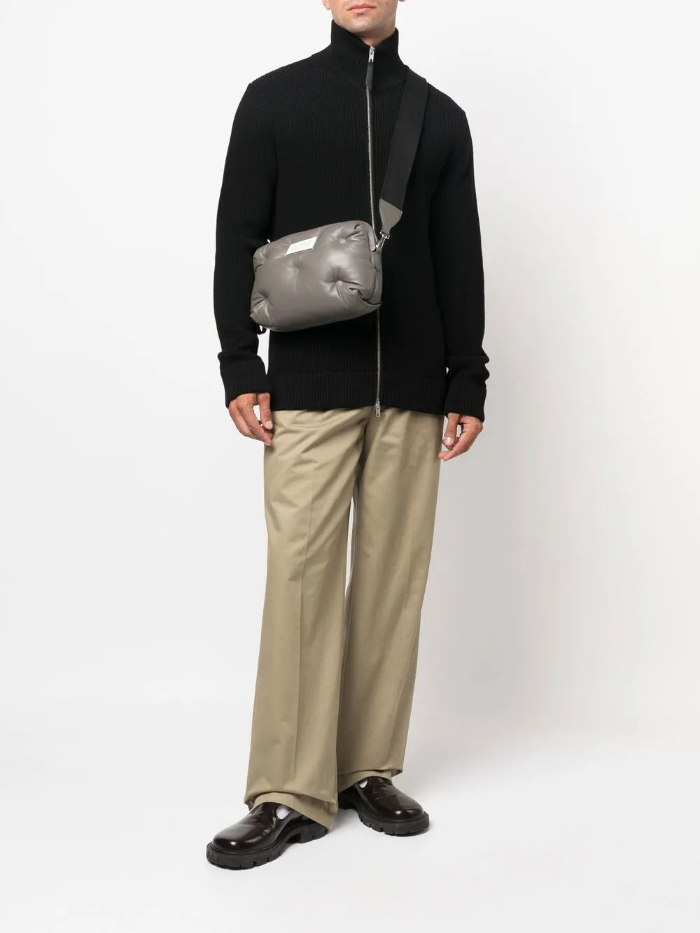 Maison Margiela cárdigan tejido de canalé con cierre - Negro - imagen 2