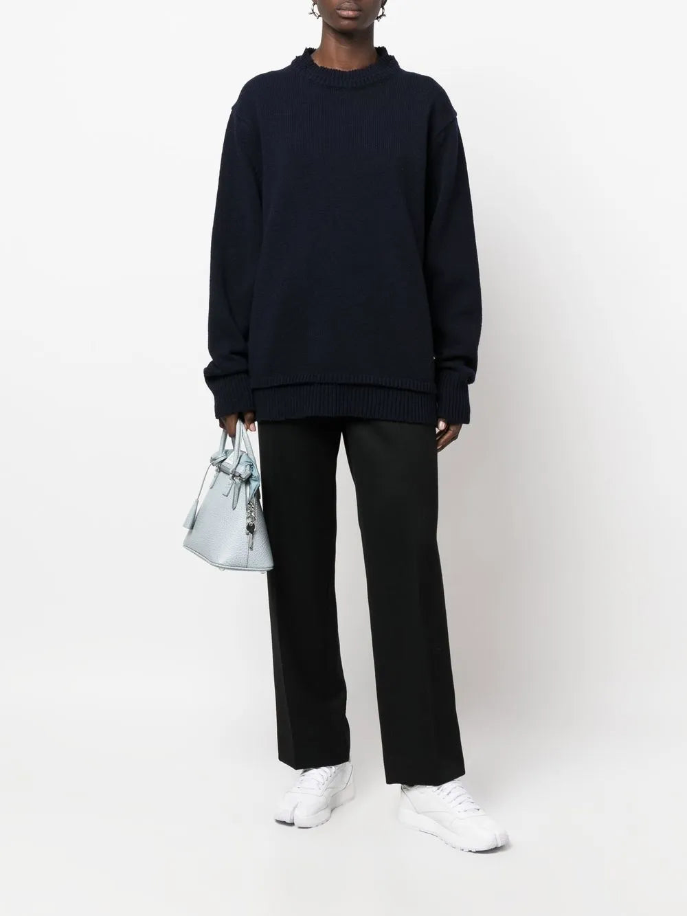 Maison Margiela suéter tejido con parche en los codos - Azul - imagen 3