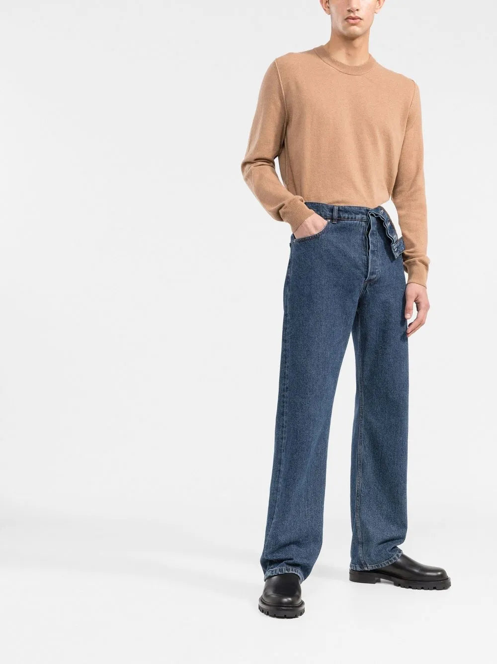 Maison Margiela suéter de cachemira con cuello redondo - Marrón - imagen 2