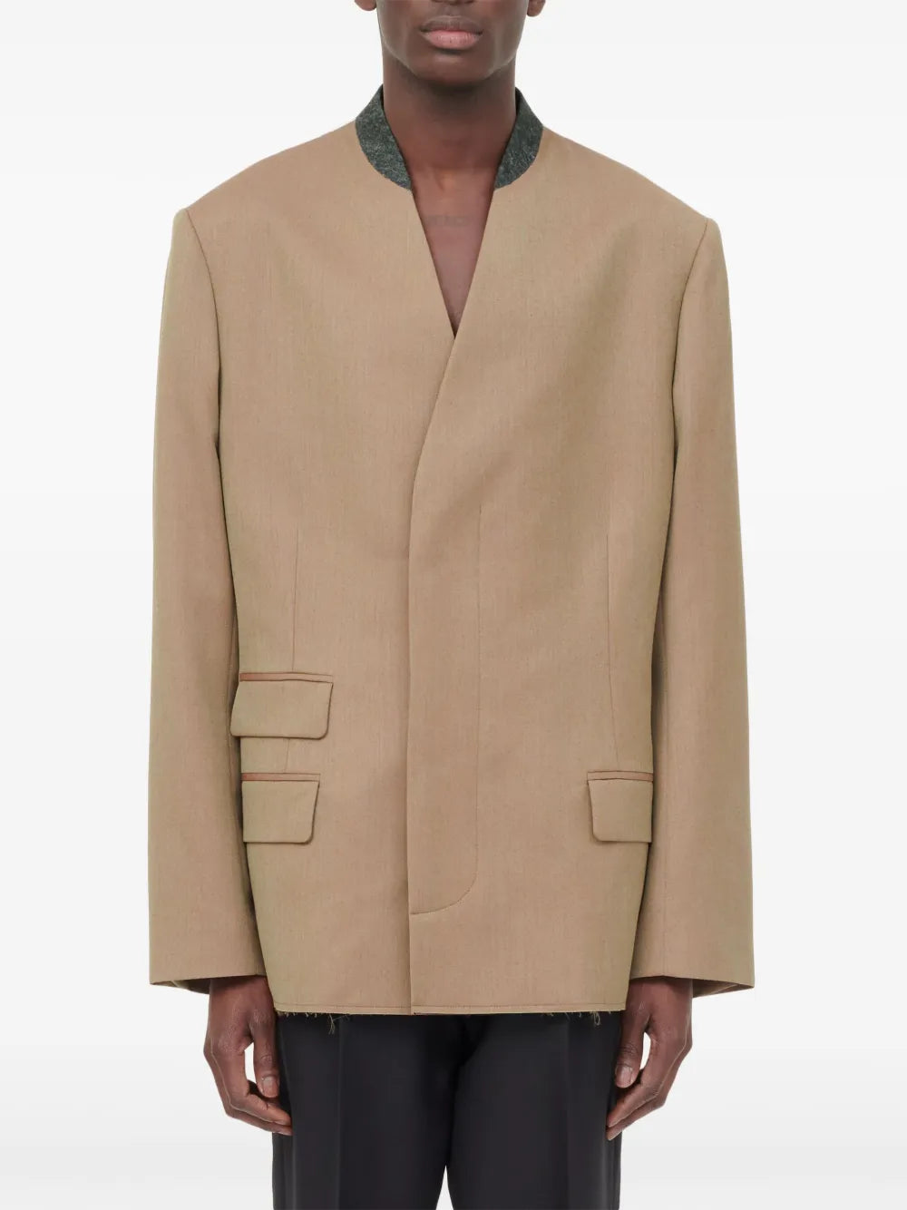 Maison Margiela blazer sin cuello y botones - Neutro - imagen 2