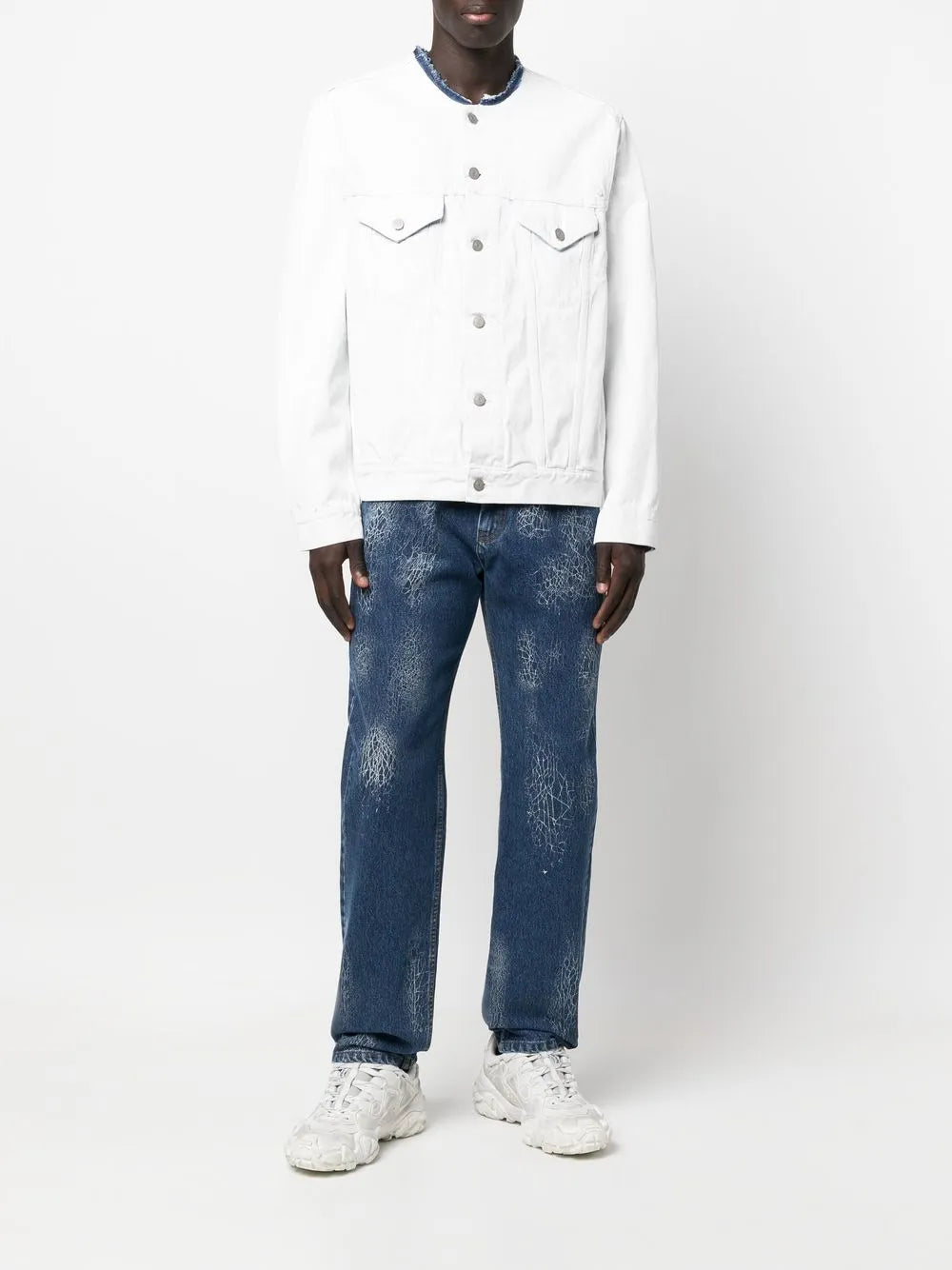Maison Margiela chamarra de mezclilla sin cuello - Blanco - imagen 2