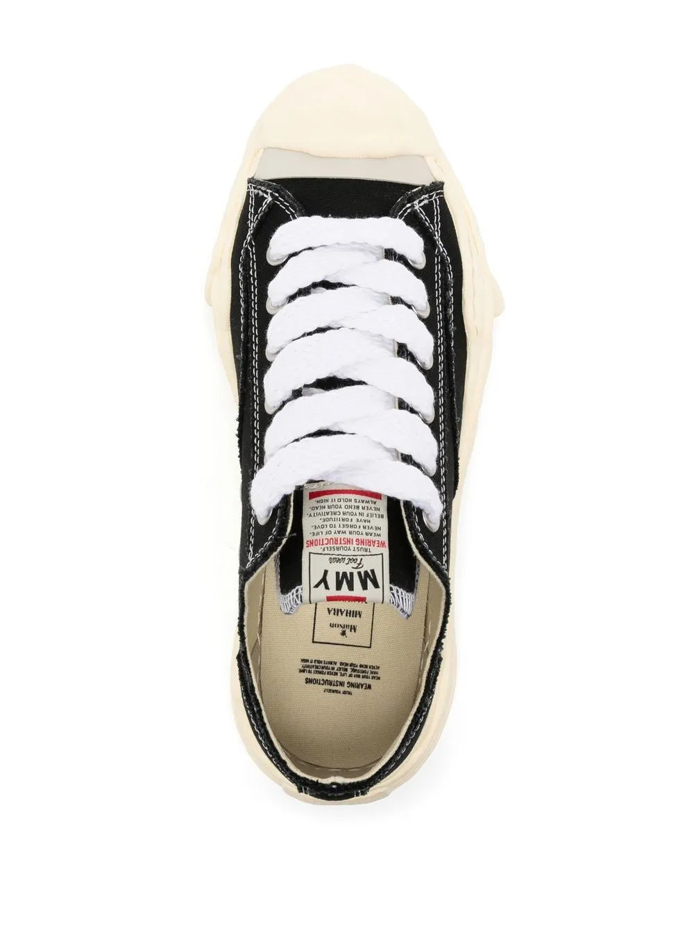 Maison MIHARA YASUHIRO tenis bajos con agujetas  - negro