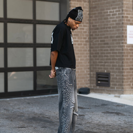 Mixed Emotion Grey Stone Baggy Jeans