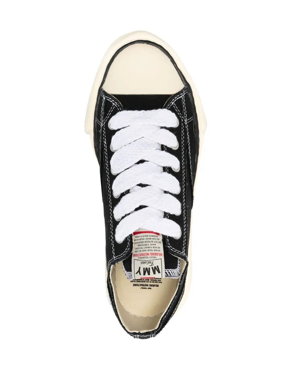 Maison MIHARA YASUHIRO tenis con agujetas y parche del logo - negro