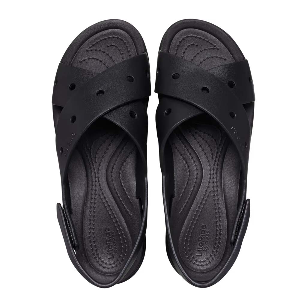 Crocs Women's Brooklyn 4U Cross Strap Sandal - Negro 001 - vista 3