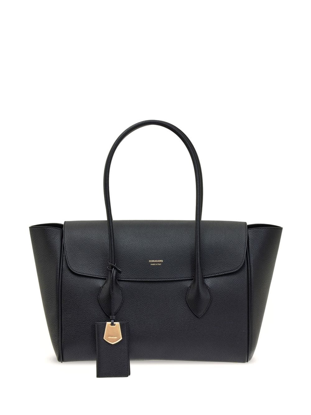 Ferragamo tote grande con placa del logo