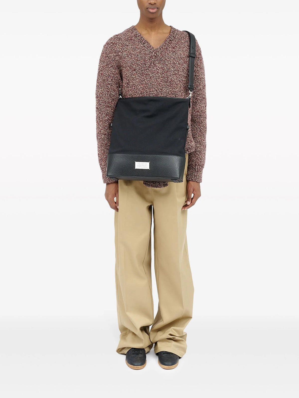 Maison Margiela mochila tipo mensajero con motivo de números - Negro - imagen 2
