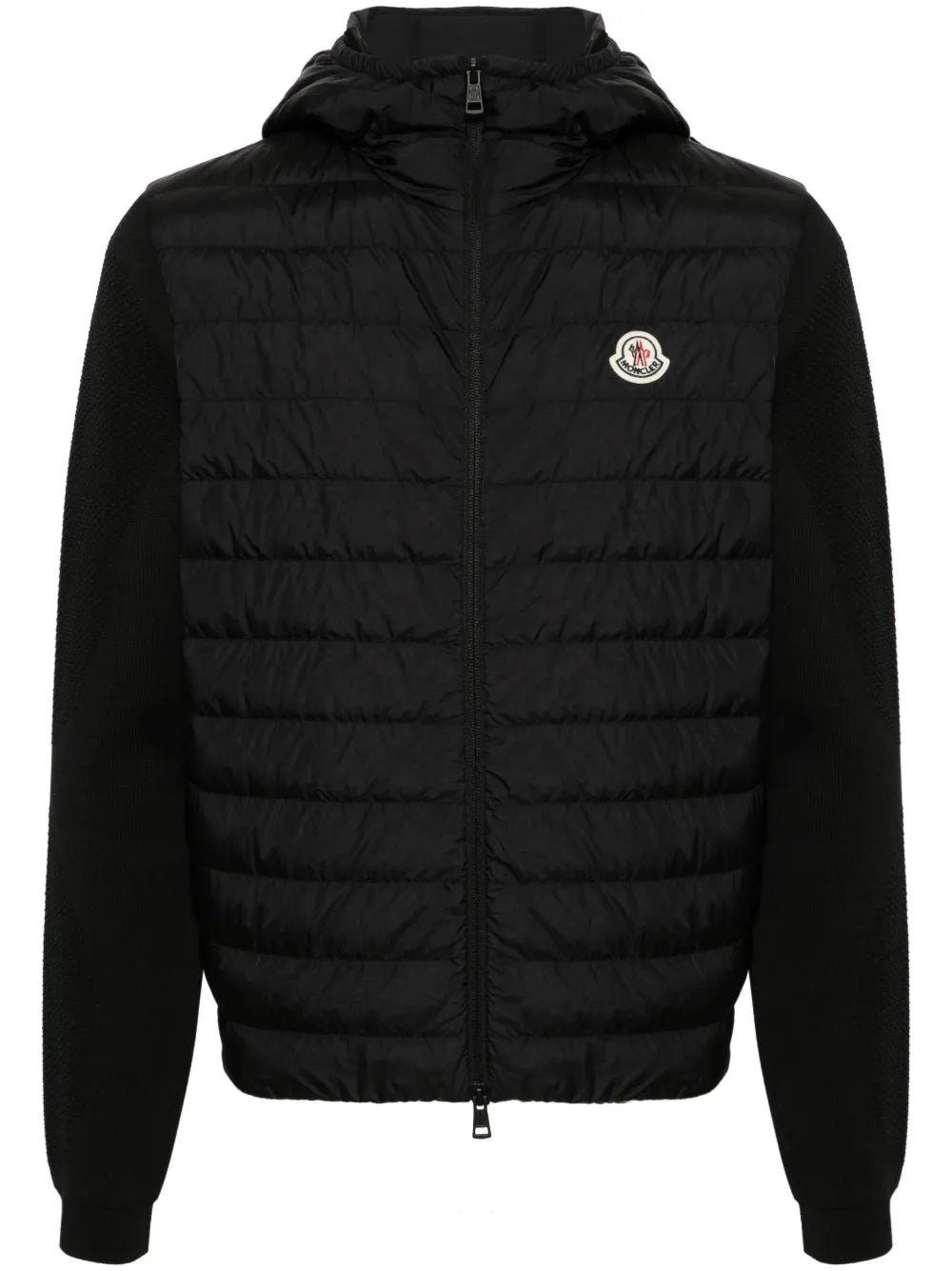 Moncler chamarra capitonada con paneles tejidos y capucha