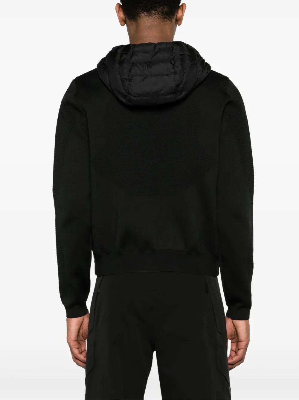 Moncler chamarra capitonada con paneles tejidos y capucha