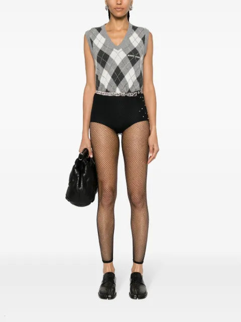 Maison Margiela leggins de malla con detalles de strass - imagen 2