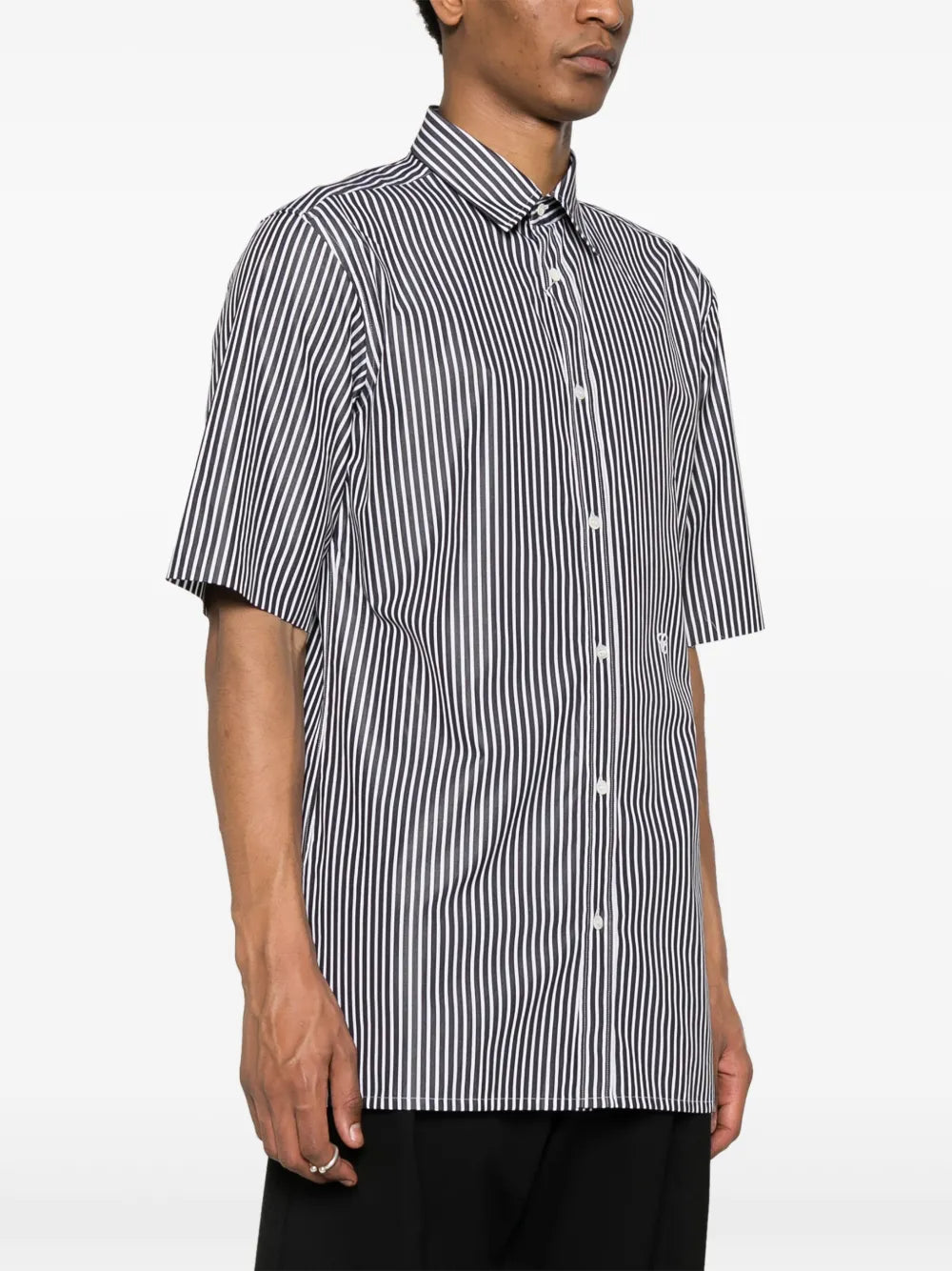 Maison Margiela camisa con logo bordado y estampado de rayas - Blanco - imagen 3