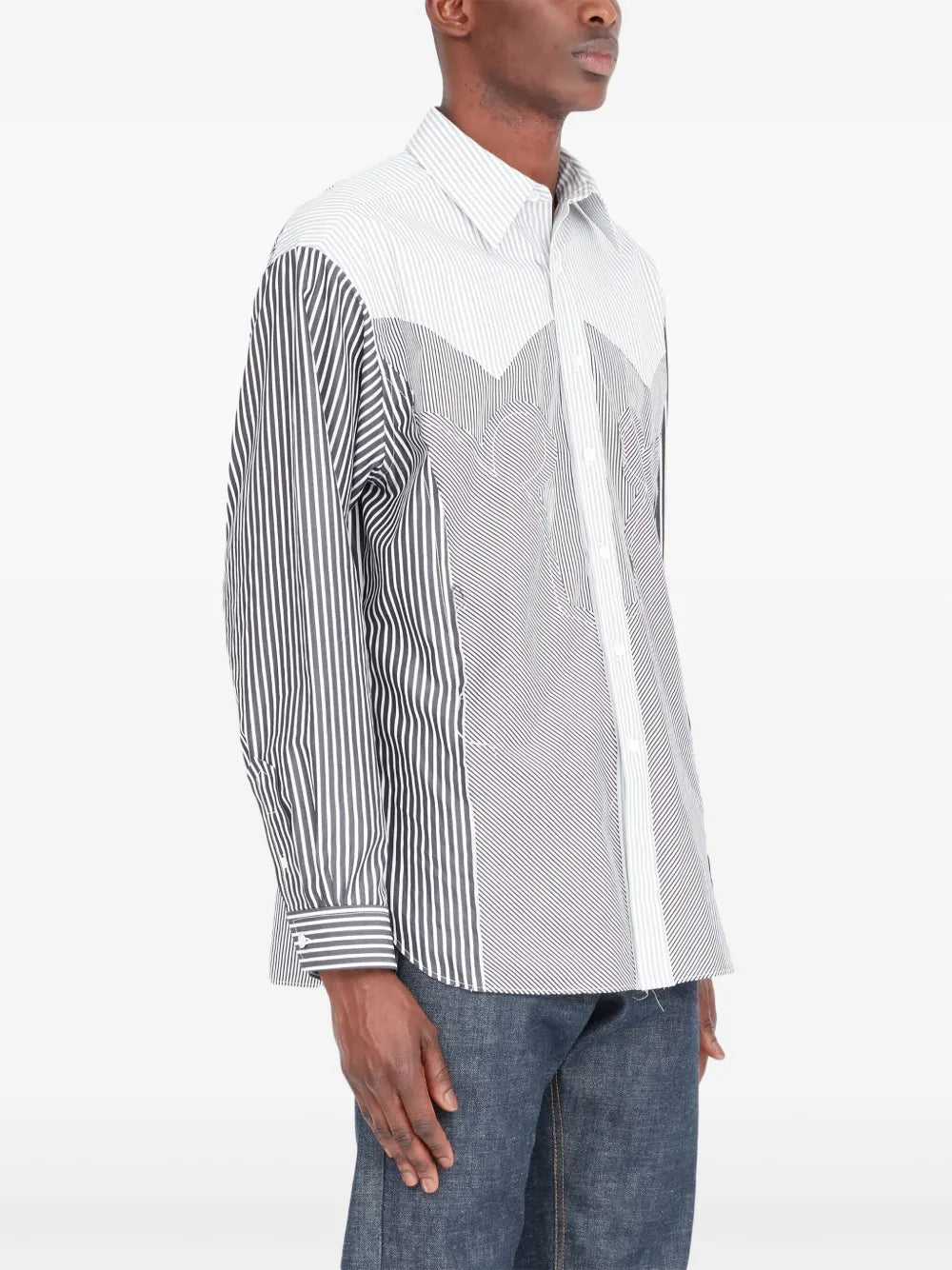 Maison Margiela camisa Yoke con rayas estampadas - Negro - imagen 3