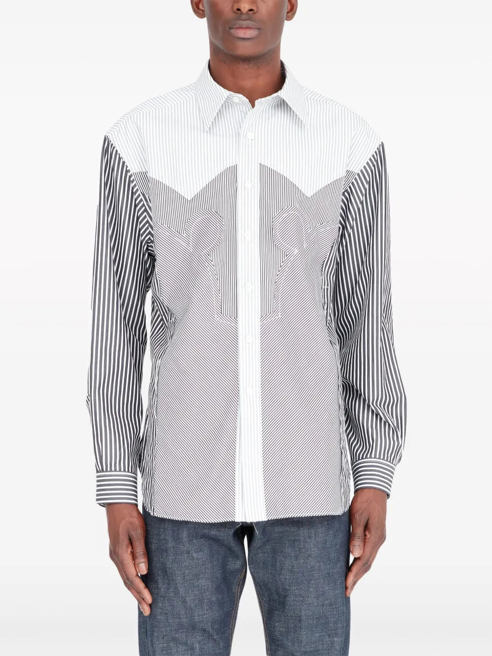 Maison Margiela camisa Yoke con rayas estampadas - Negro - imagen 2