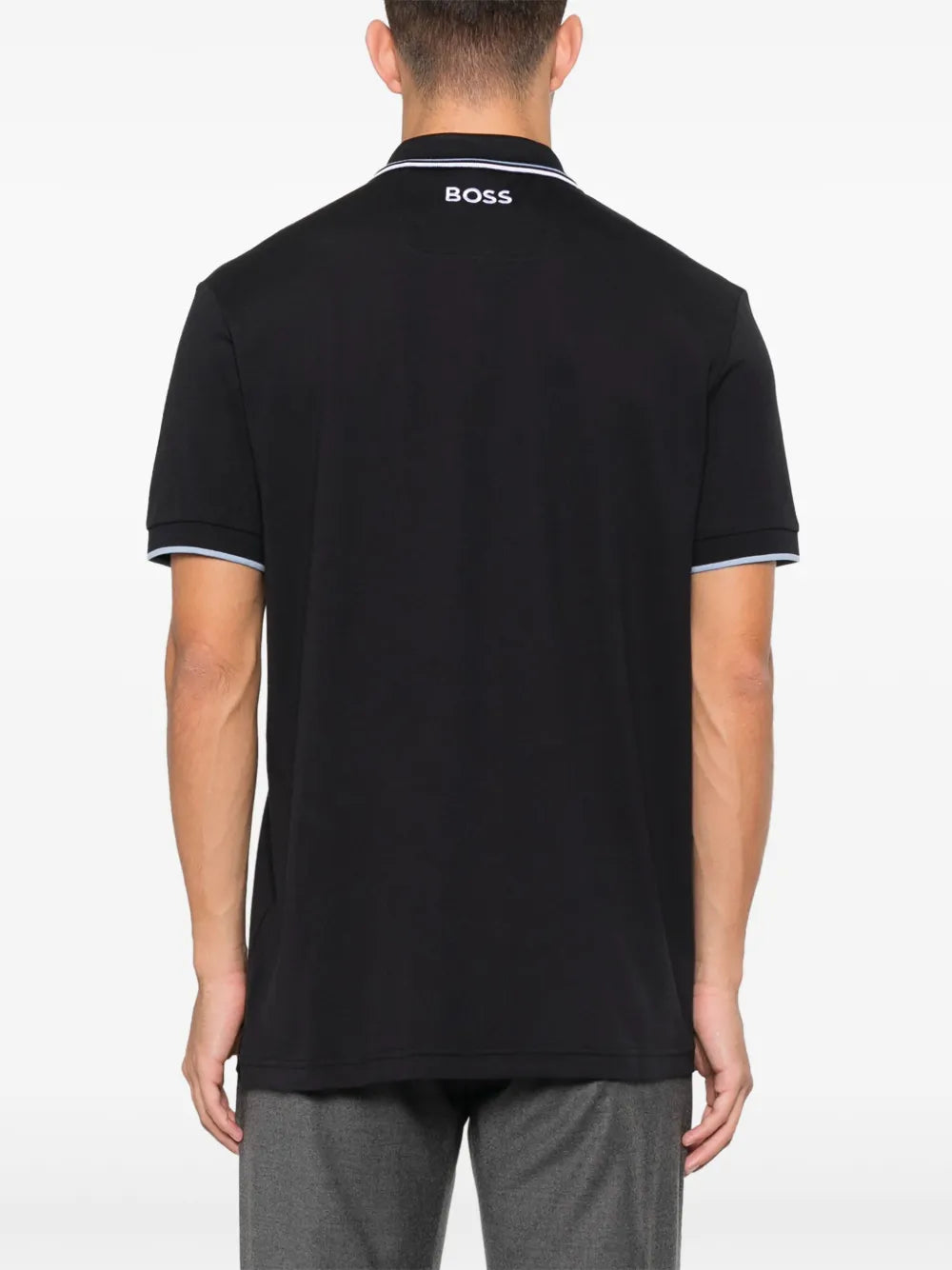 BOSS playera tipo polo con logo en contraste