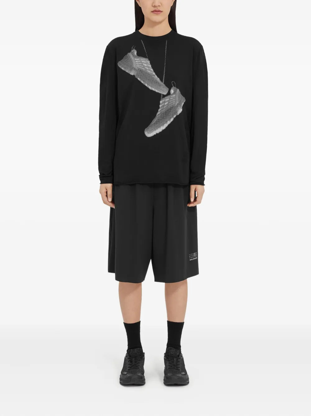MM6 Maison Margiela X Salomon playera con estampado gráfico en colaboración con Salomon - Negro - imagen 2