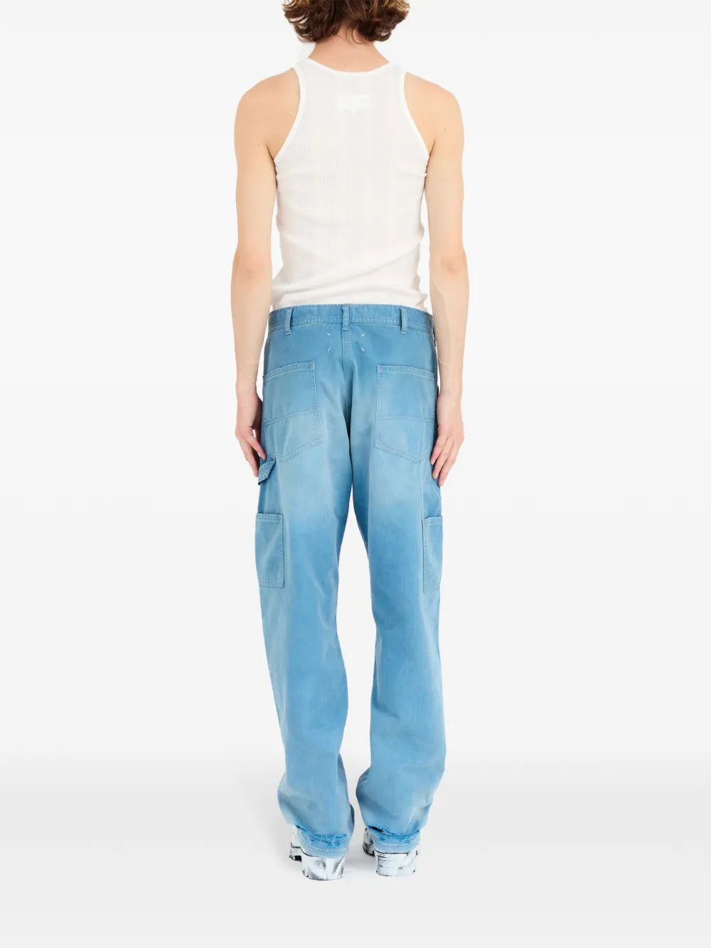 Maison Margiela jeans anchos drop crotch con logo bordado - Azul - imagen 4