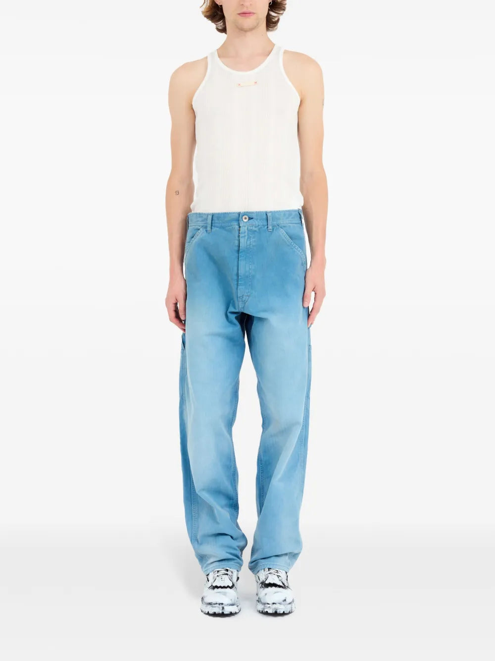 Maison Margiela jeans anchos drop crotch con logo bordado - Azul - imagen 2