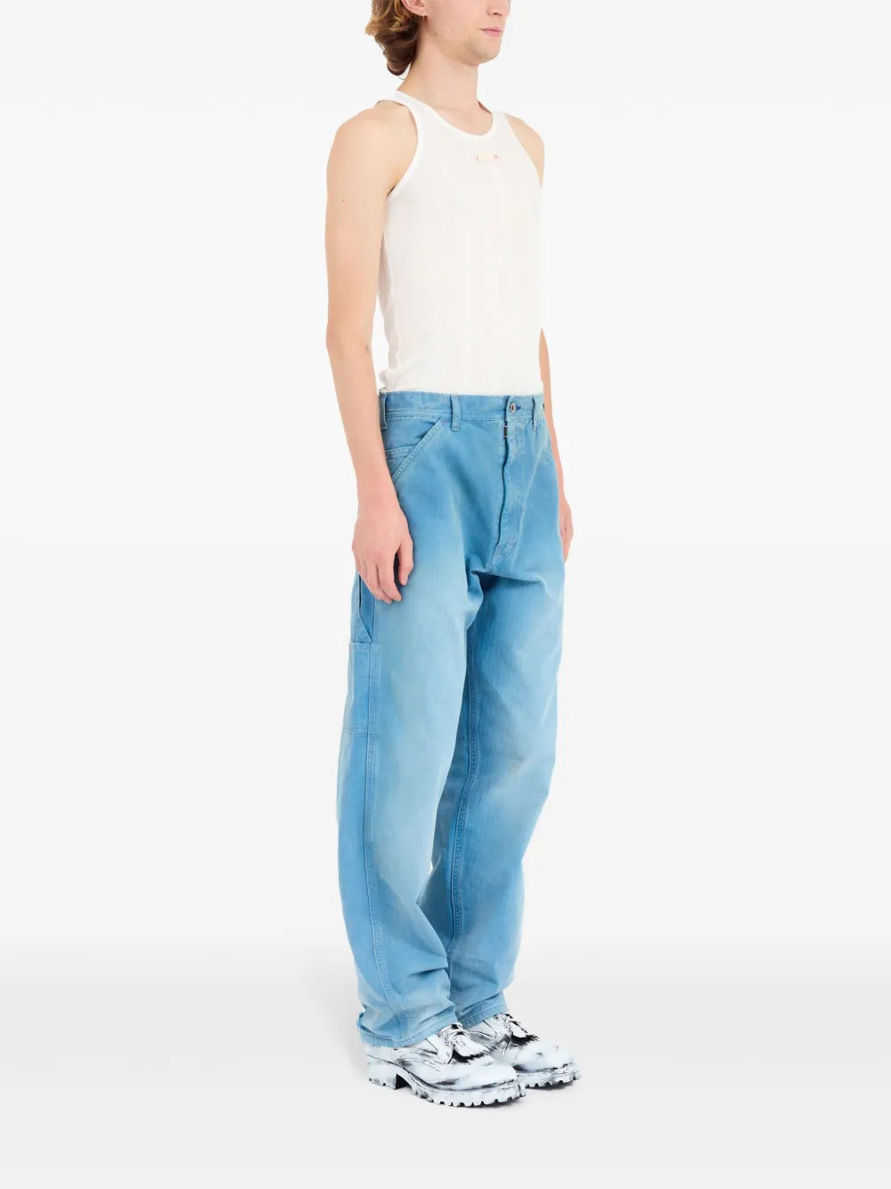 Maison Margiela jeans anchos drop crotch con logo bordado - Azul - imagen 3