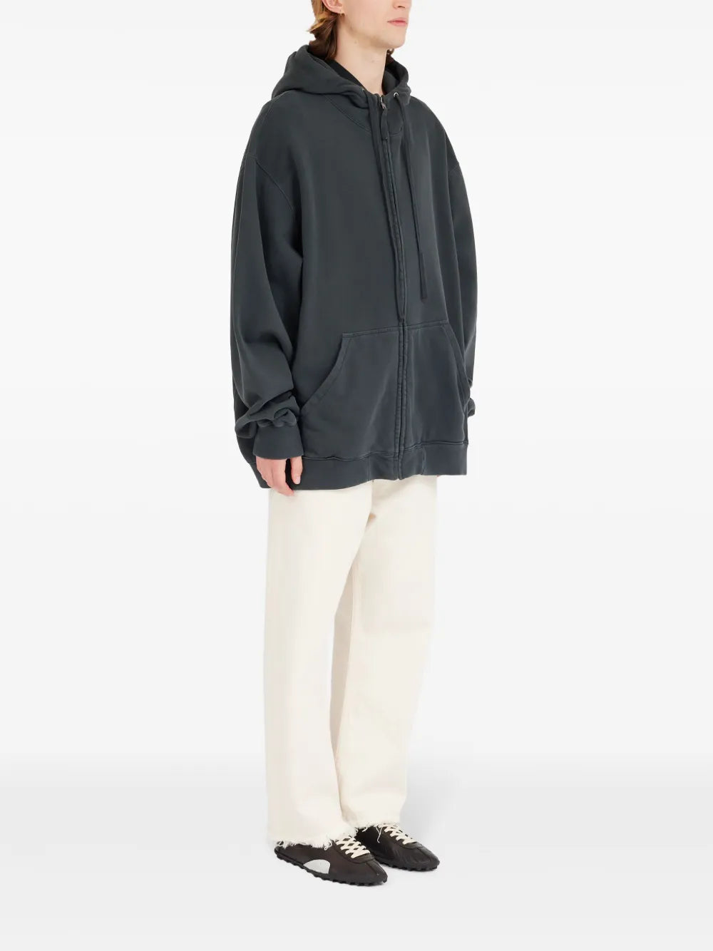 Maison Margiela hoodie con cordones y cierre - Negro - imagen 3