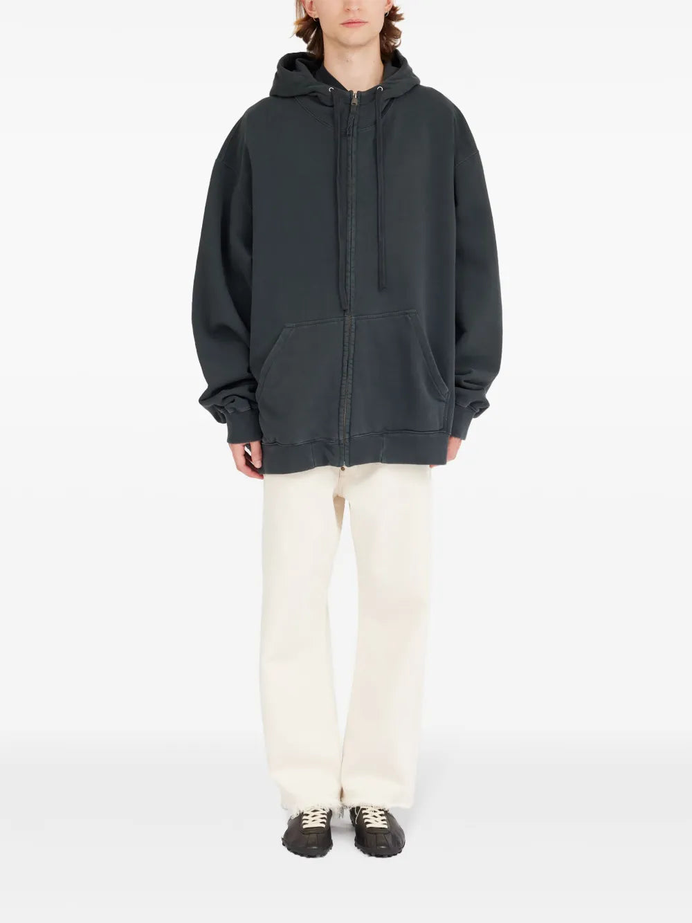 Maison Margiela hoodie con cordones y cierre - Negro - imagen 2