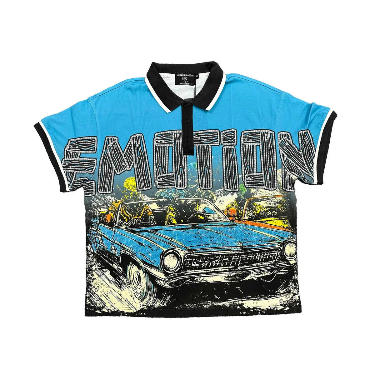 MIXED EMOTION Retro Car Graphic Polo Shirt – Youth Streetwear Top