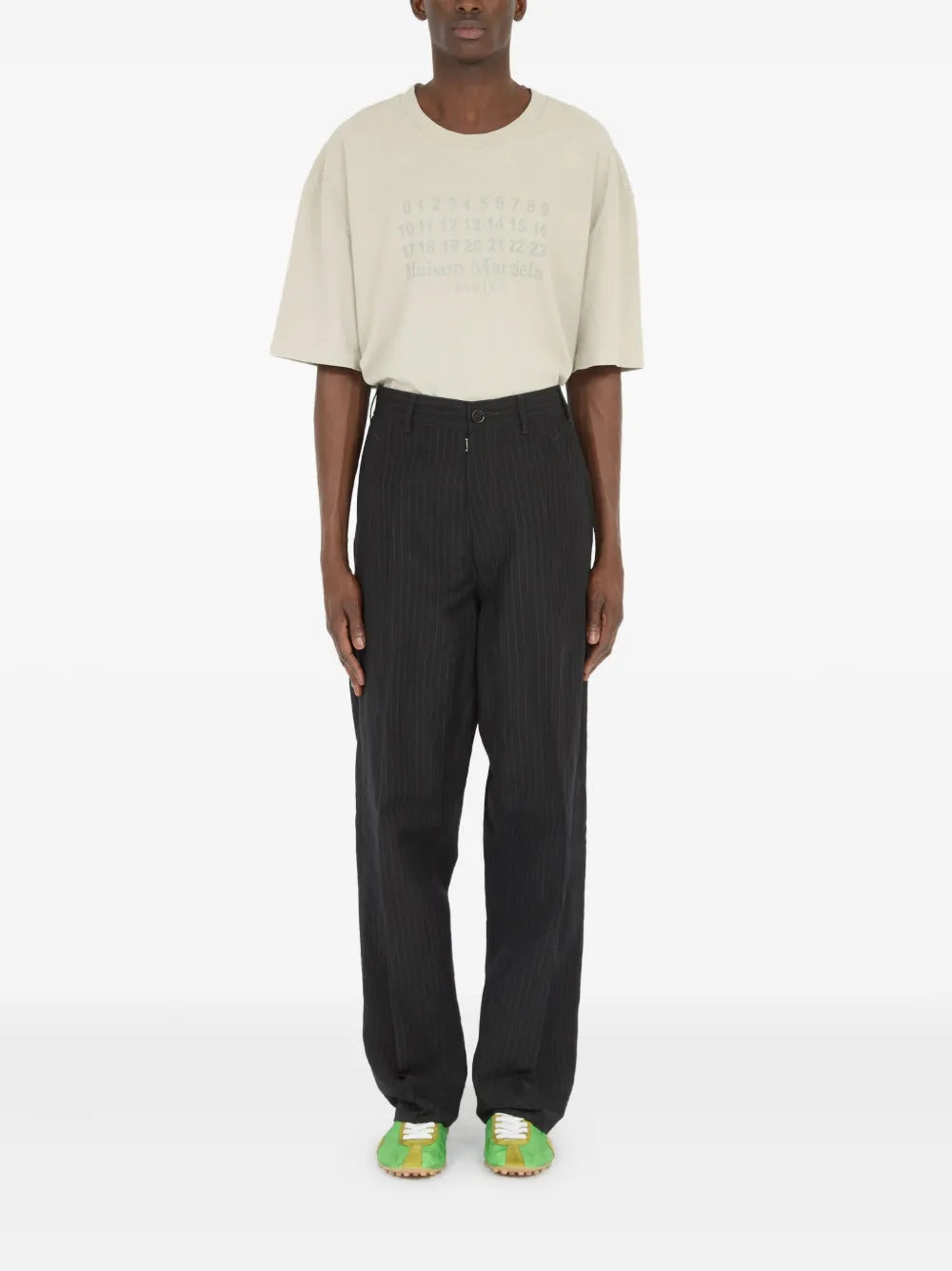 Maison Margiela pantalones con rayas diplomáticas estampadas - Negro - imagen 2