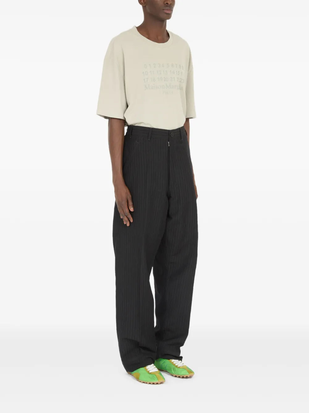 Maison Margiela pantalones con rayas diplomáticas estampadas - Negro - imagen 3