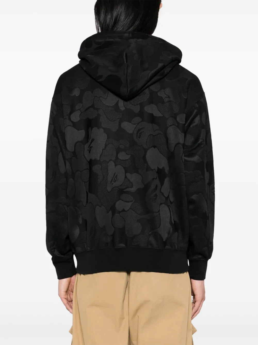 A BATHING APE® hoodie con cierre y motivo militar en jacquard