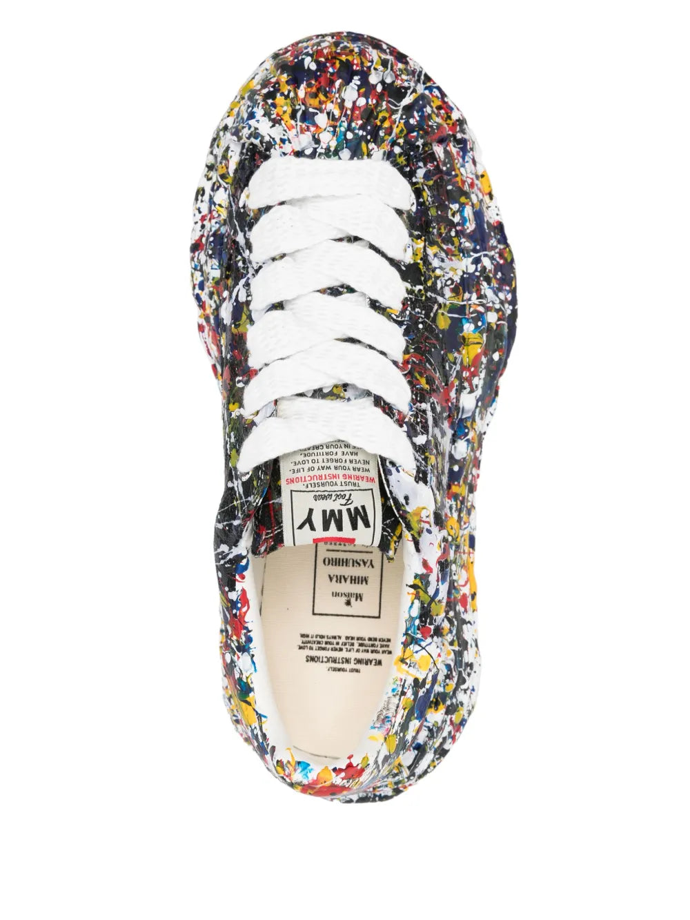 Maison MIHARA YASUHIRO tenis con salpicaduras de pintura estampadas - negro