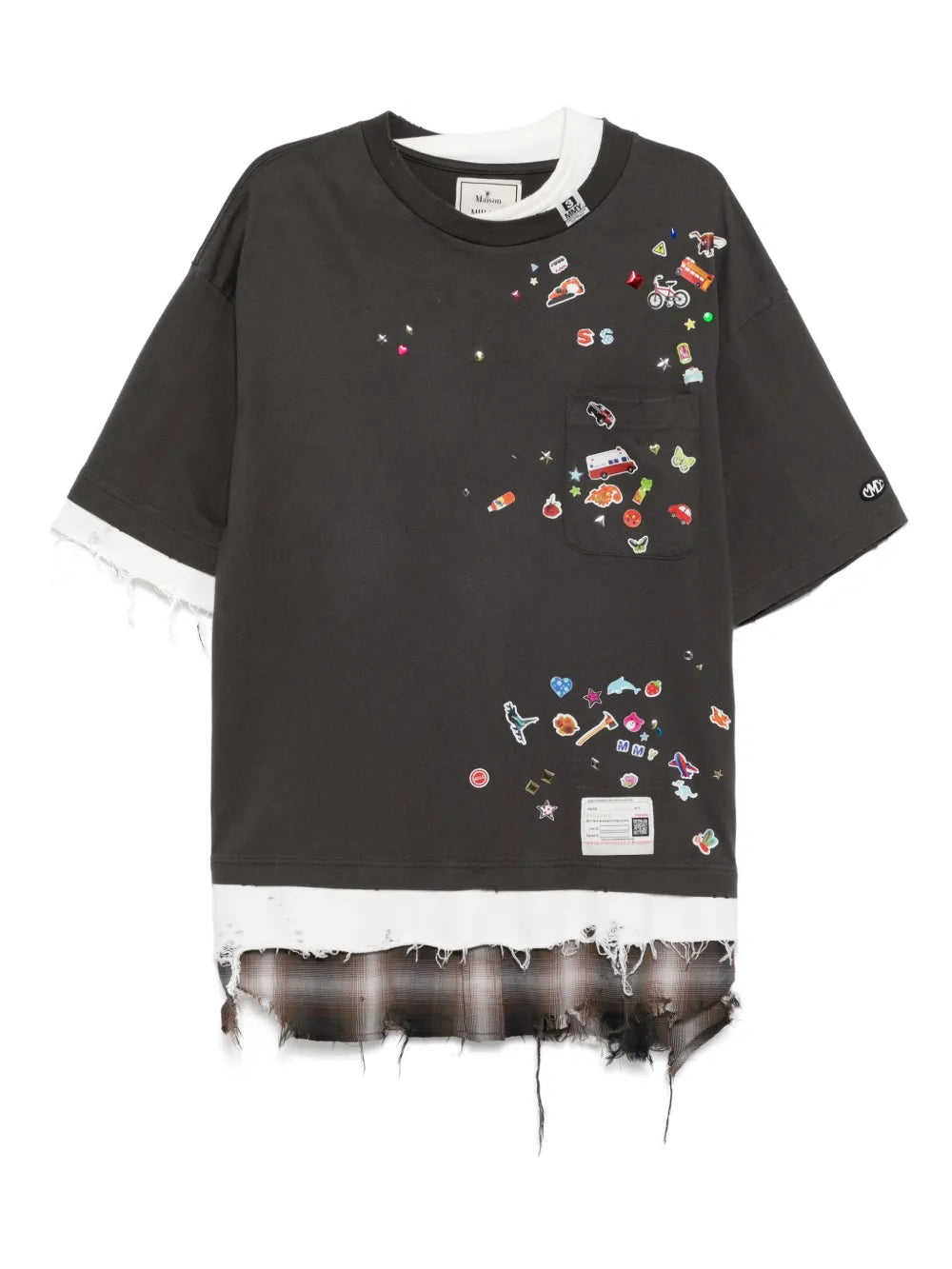 Maison MIHARA YASUHIRO playera a capas - gris