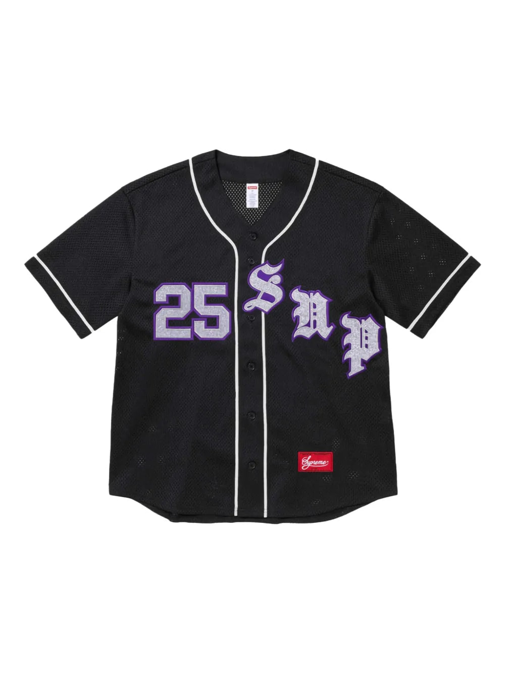 Supreme jersey de béisbol Old English "SS 25 - Black" - Negro - imagen 1