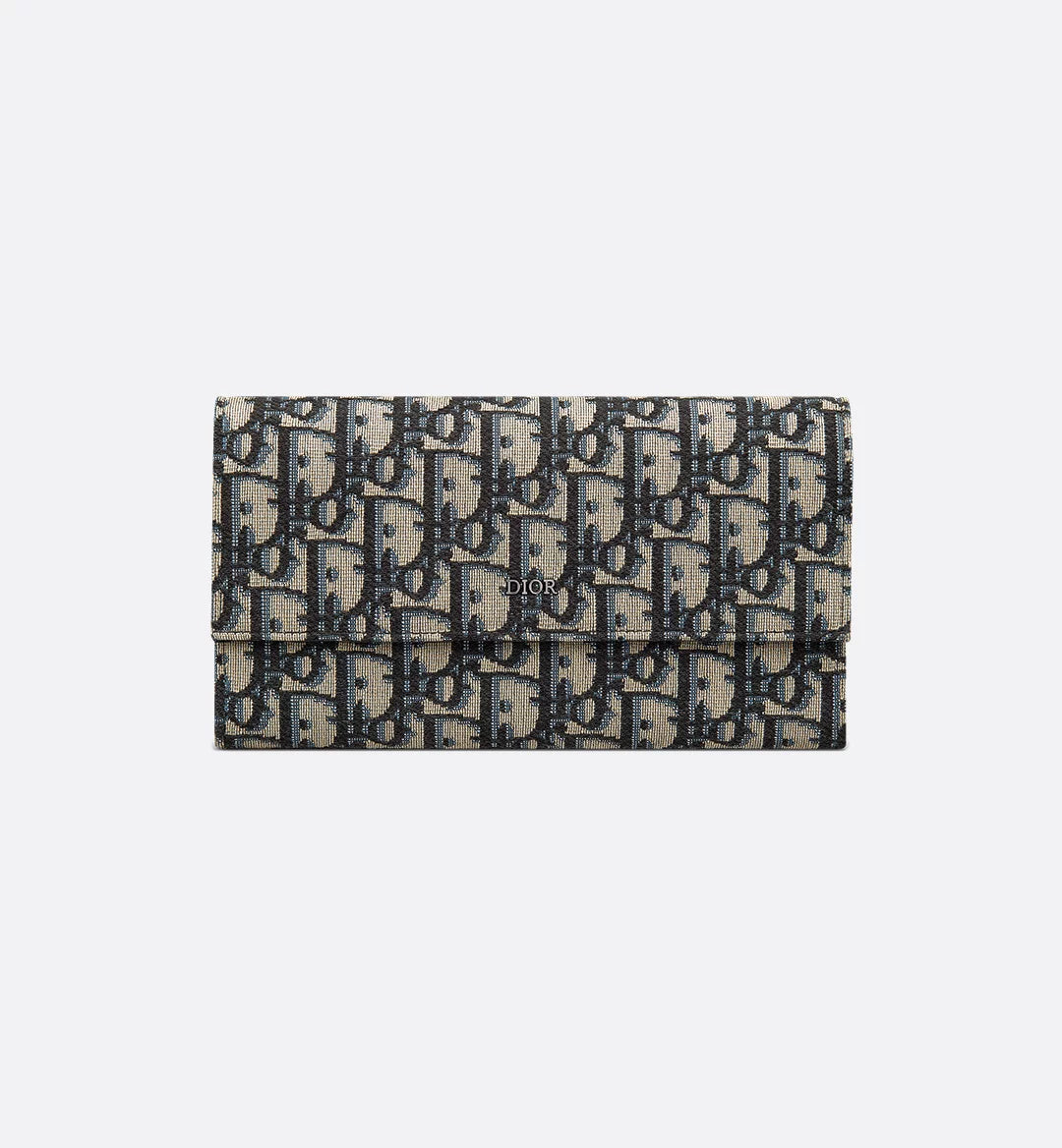 Cartera alargada con solapa Dior Oblique en jacquard beige y negro