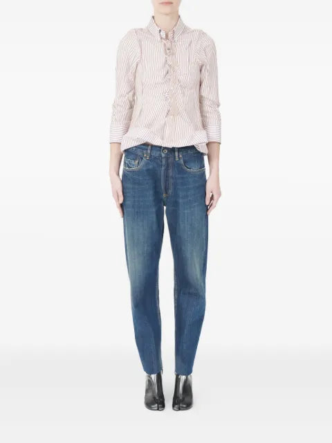 Maison Margiela camisa con volantes y estampado de rayas - imagen 2