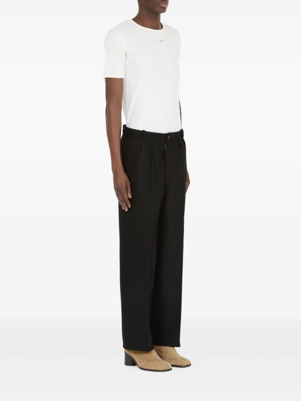 Maison Margiela pantalones rectos de fieltro - Negro - imagen 3