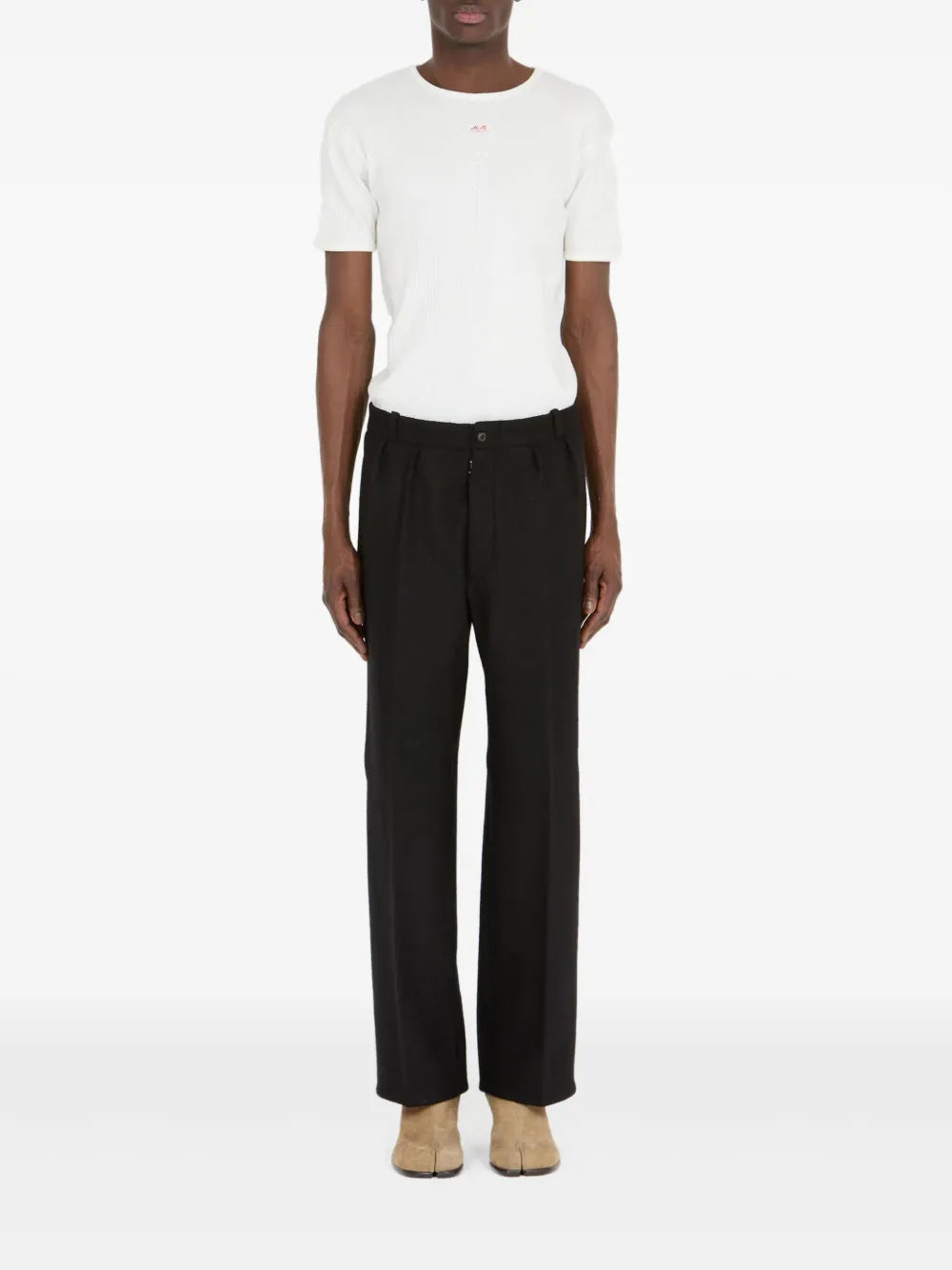 Maison Margiela pantalones rectos de fieltro - Negro - imagen 2