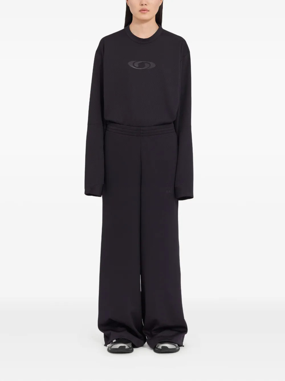 MM6 Maison Margiela X Salomon pants con cordones en la pretina y logo estampado - Negro - imagen 2