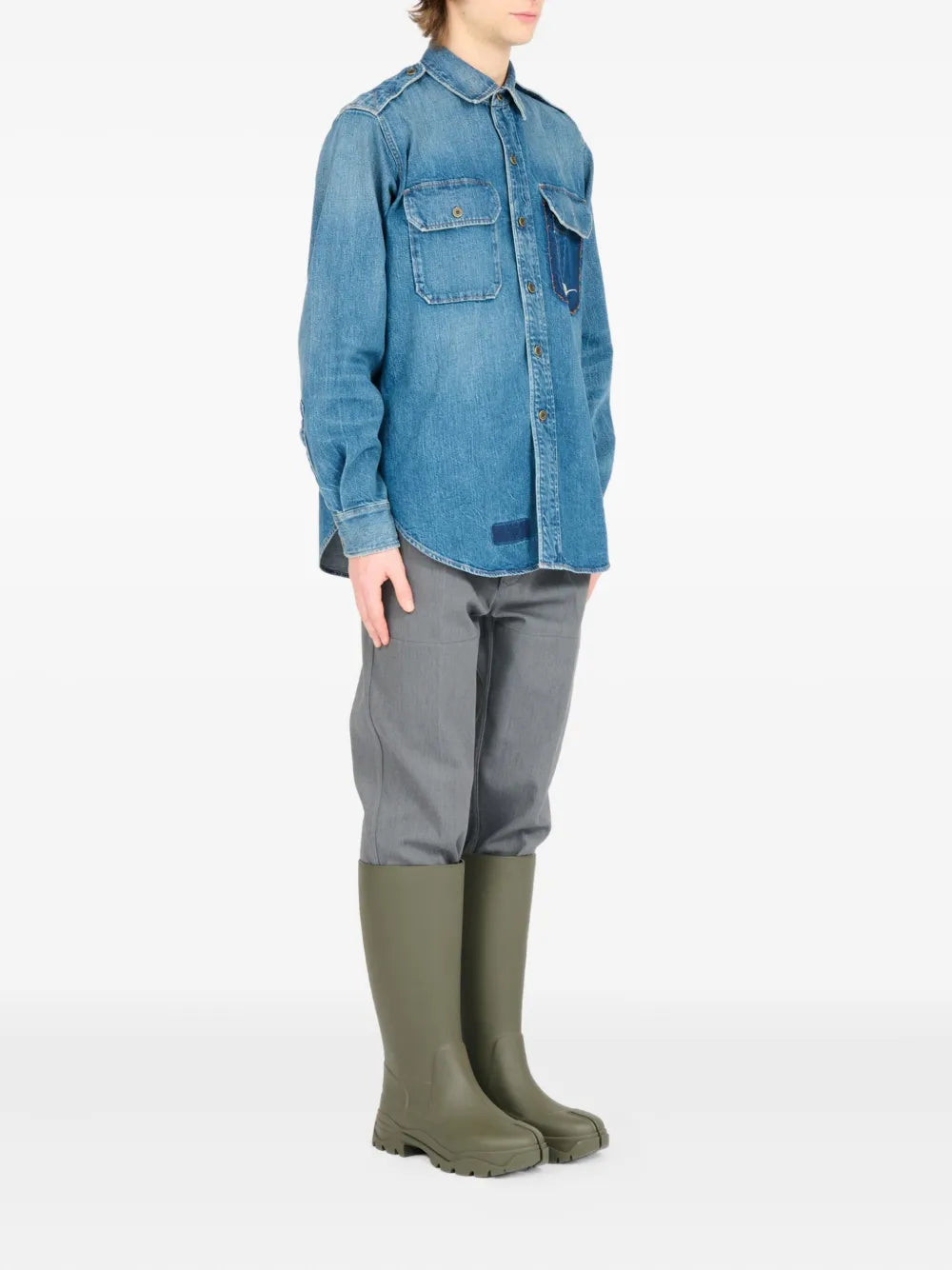 Maison Margiela camisa de mezclilla con bolsillo de parche - Azul - imagen 3