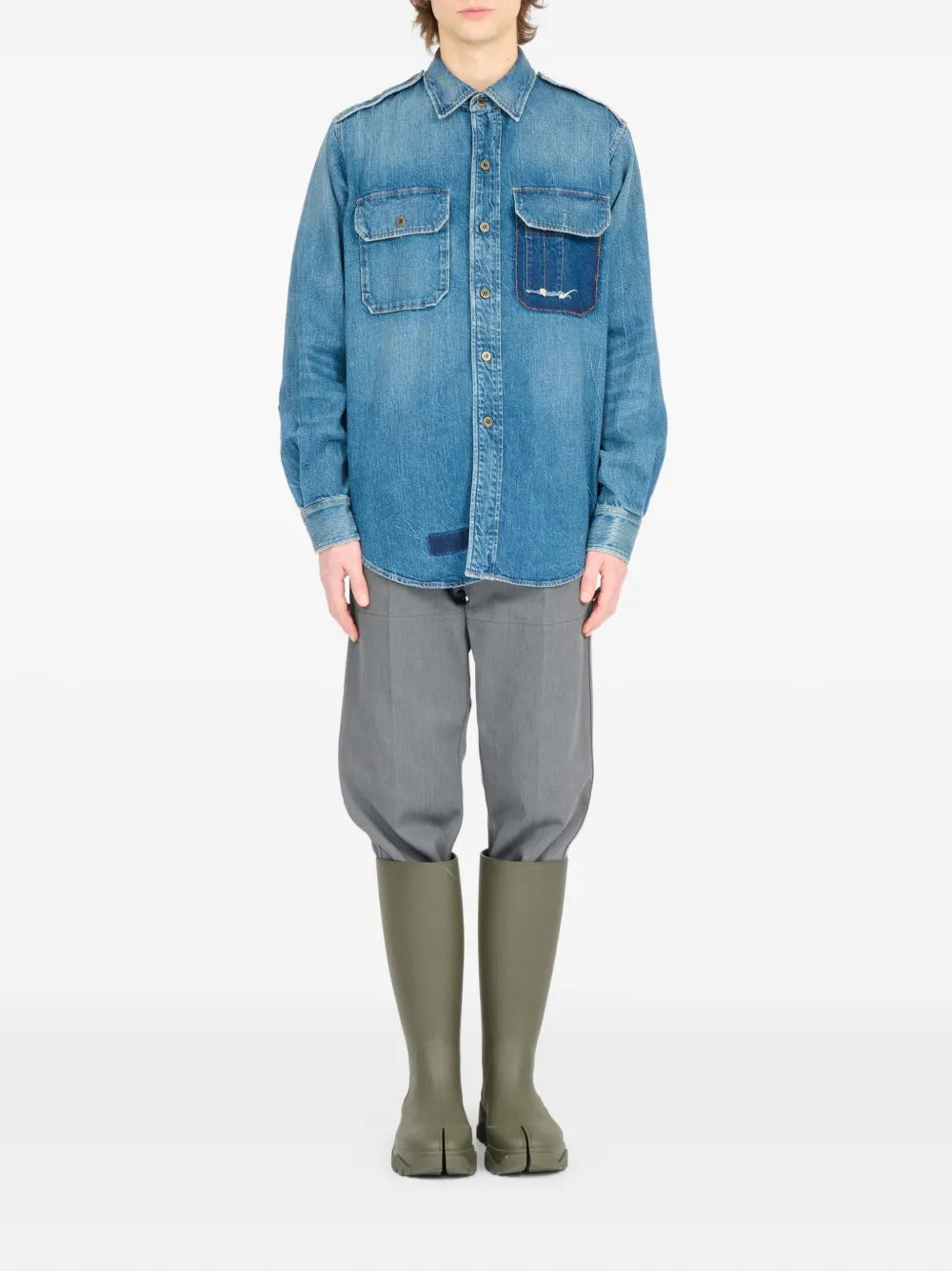 Maison Margiela camisa de mezclilla con bolsillo de parche - Azul - imagen 2