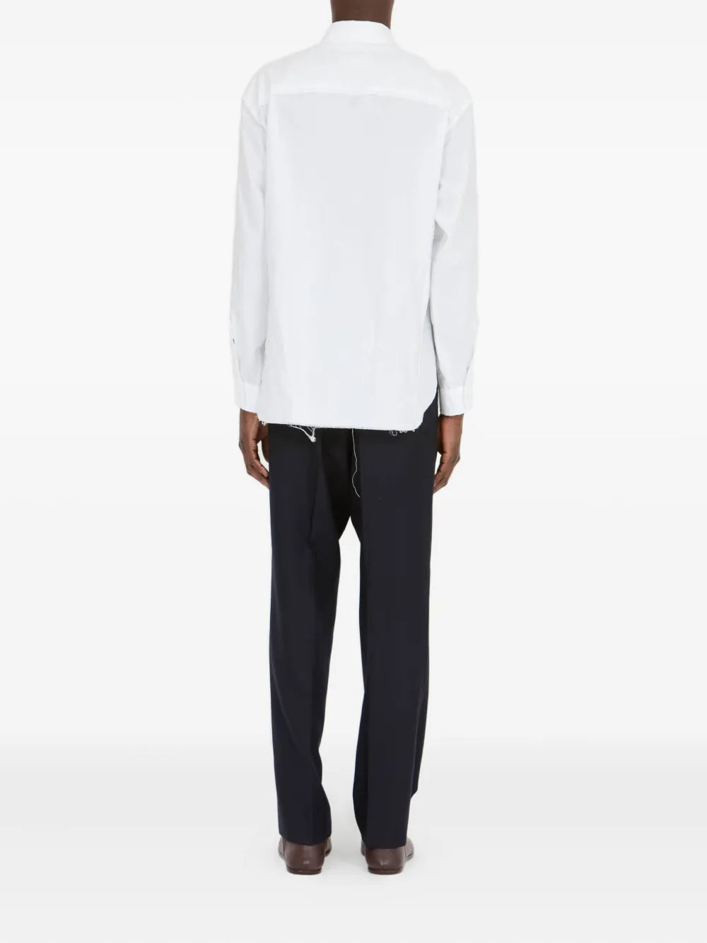 Maison Margiela camisa manga larga con dobladillo deshilachado - Blanco - imagen 3