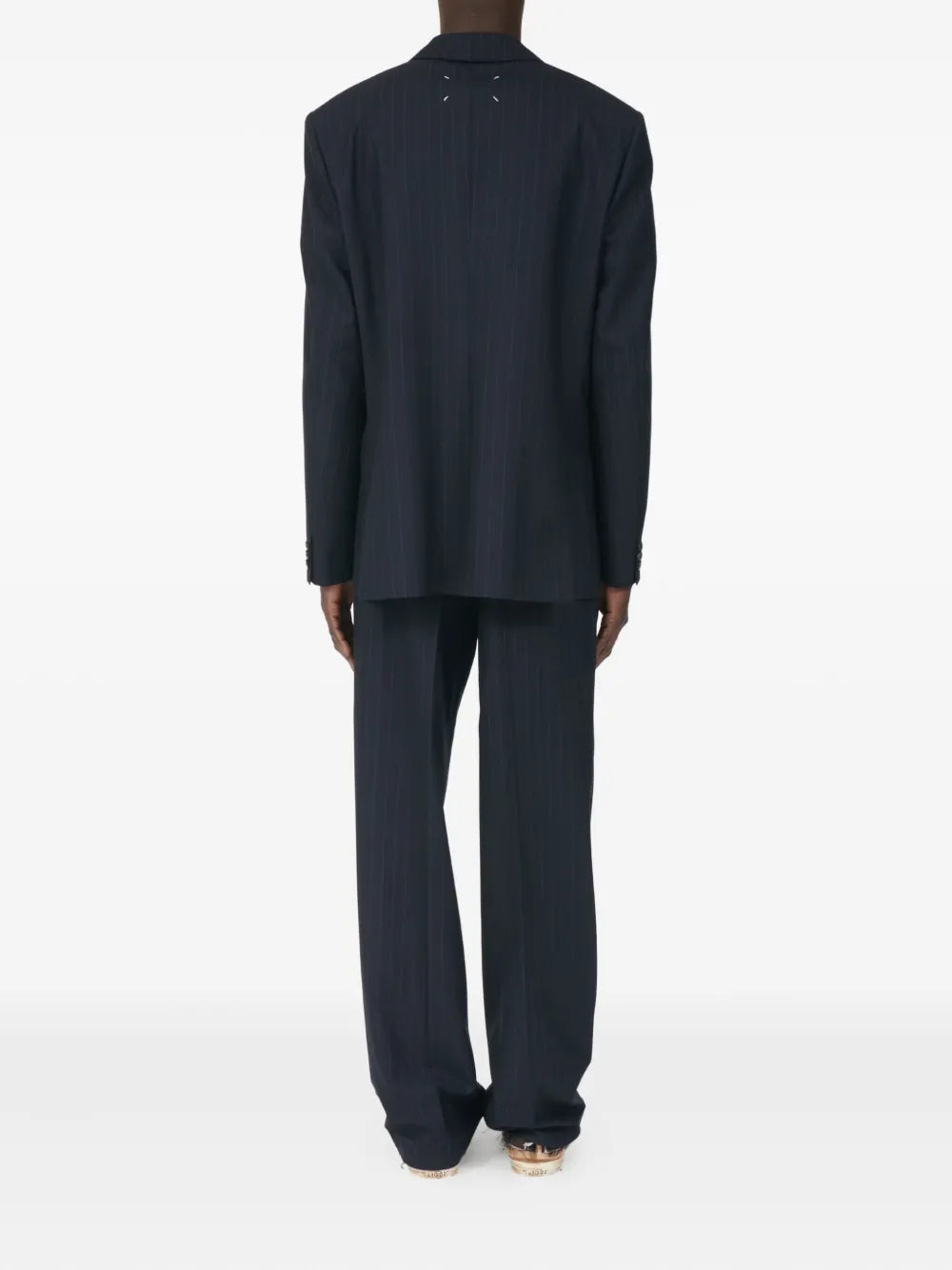 Maison Margiela blazer de lana con rayas diplomáticas estampadas - Azul - imagen 4